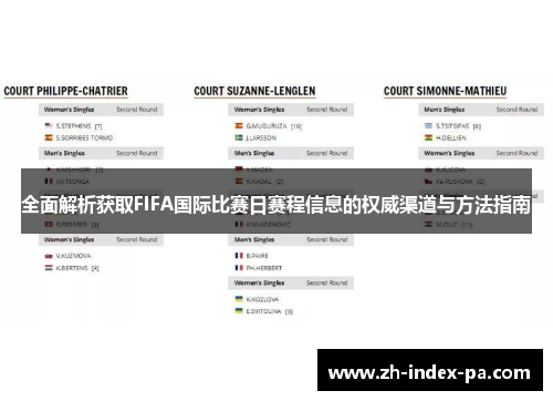 全面解析获取FIFA国际比赛日赛程信息的权威渠道与方法指南